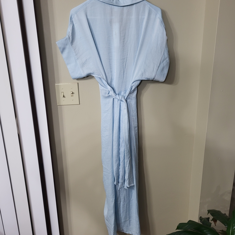 Steve Madden Pale Blue Button-Front Midi Shirt Dress - Picture 5 of 6